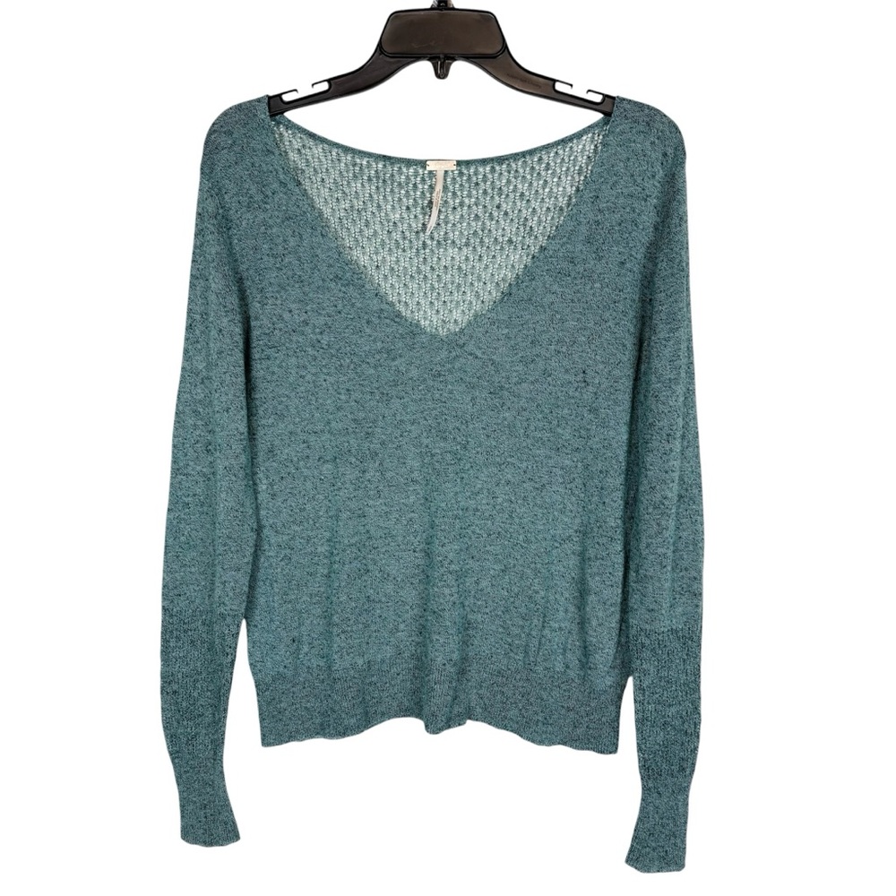 Free People Beach Teal Long Sleeve Knit Top